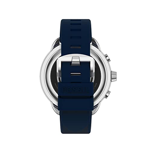 Fossil Men's or Women's Gen 6 Wellness Edition 44mm Silicone Hybrid Smart Watch, Color: Navy (Model: FTW7082)