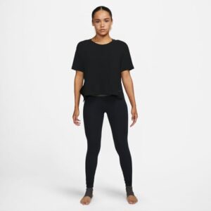 Nike Yoga Dri-FIT Women's Plus Size Short-Sleeve T-Shirt, Black/Iron Grey, 3X