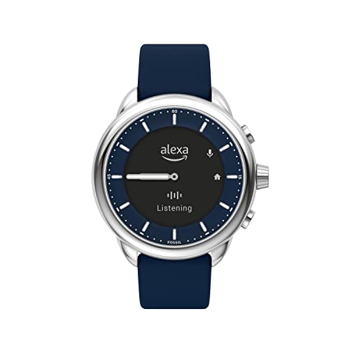 Fossil Men's or Women's Gen 6 Wellness Edition 44mm Silicone Hybrid Smart Watch, Color: Navy (Model: FTW7082)