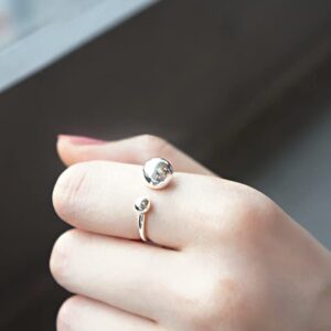 Minimalist Double Ball Bead Ring for Women Statement Expandable Open Rings Comfort Fit Fashion Lucky Christmas Birthday Jewelry