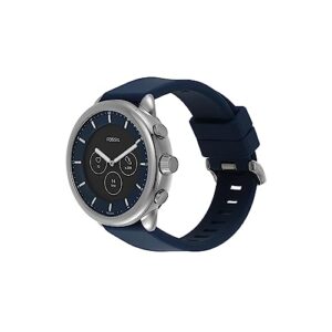 Fossil Men's or Women's Gen 6 Wellness Edition 44mm Silicone Hybrid Smart Watch, Color: Navy (Model: FTW7082)