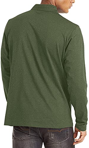 KEFITEVD Men's 1/4 Zip Golf Shirts Long Sleeve Workout Shirts Fleece Shirts Gym Shirts Athletic Shirts Lightweight Sports Shirts Army Green