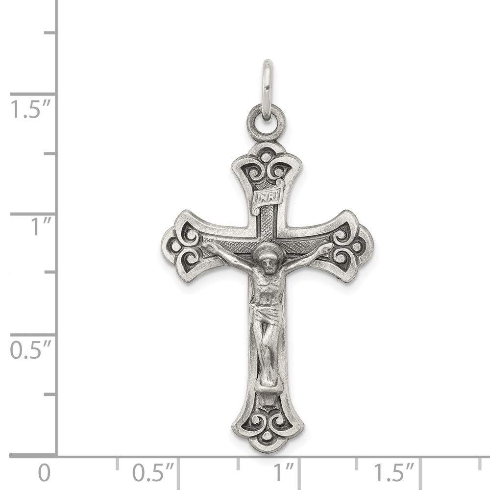 Diamond2Deal 925 Sterling Silver Antiqued INRI Crucifix Pendant