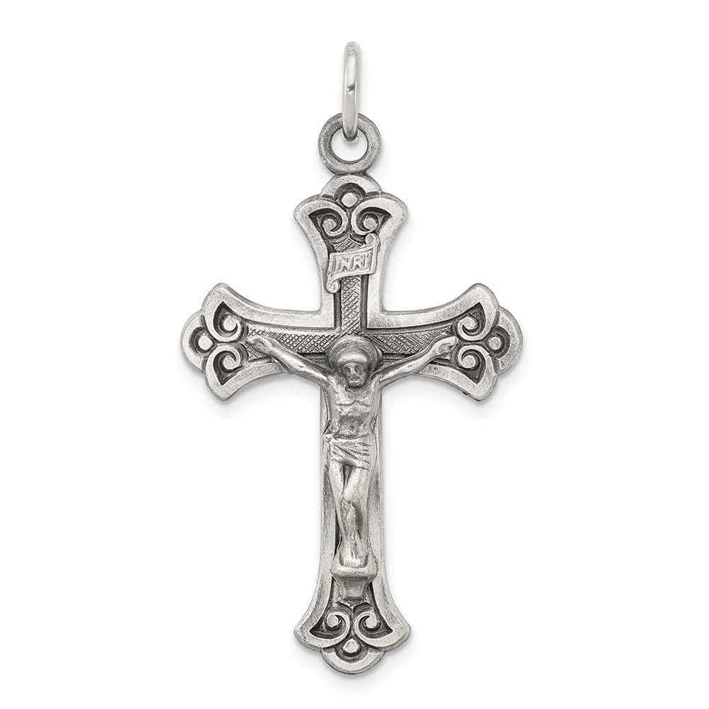 Diamond2Deal 925 Sterling Silver Antiqued INRI Crucifix Pendant