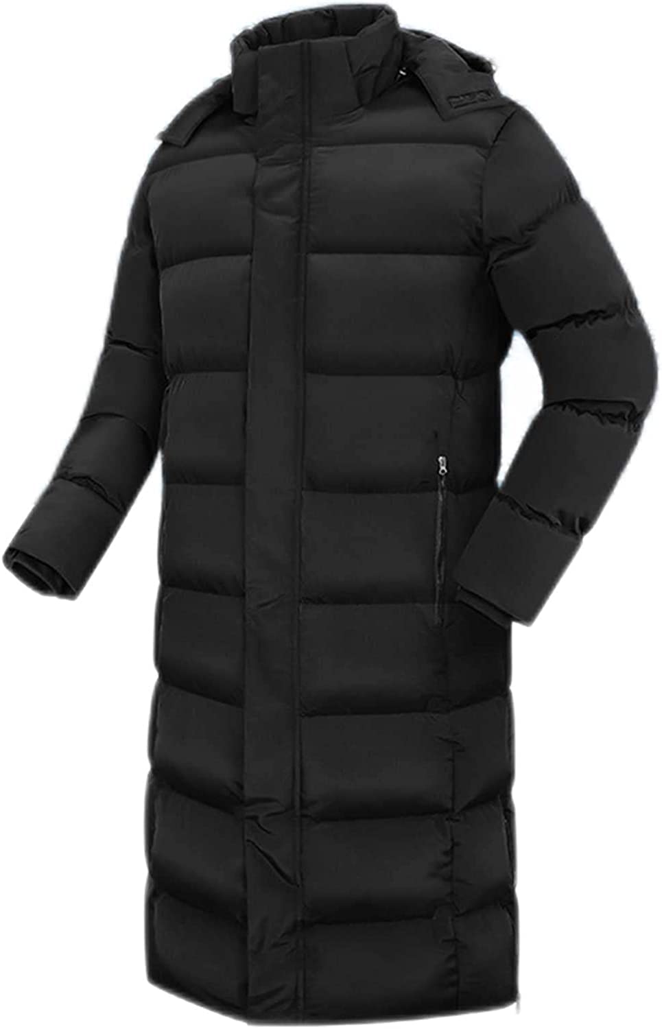 HMLOPX Men Women Down Long Quilted Coat, Puffer Jacket Windproof Quilted Down Parkas with Hood (Color : black, Size : S-Small)