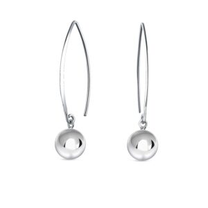 Savlano 925 Sterling Silver Ear Wire Threader Bead Ball Dangling Drop Earrings for Women Available in 6MM, 8MM, 10MM and 12MM -Made in Italy Comes With Savlano Gift Box (8MM)