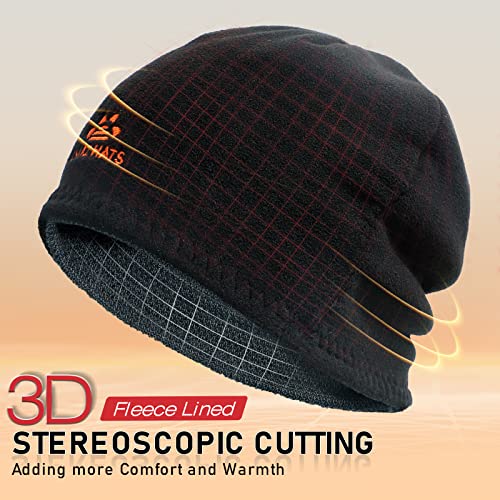 Lvaiz Mens Winter Beanie Hat Warm Fleece Lined Skull Cap for Men Reversible Women Windproof Watch Hat Knit Warm Unisex Beanie Mixed Black