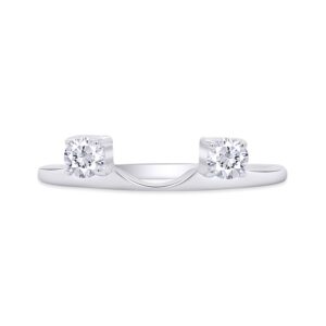 SAVEARTH DIAMONDS 1/5 Carat Round Cut Lab Created Moissanite Diamond Two Stone Enhancer Guard For Engagement Wedding Ring In 14K White Gold Plated 925 Sterling Silver (G-H, VVS1, 0.20 Cttw) Size- 4