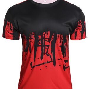 Ampeo Men's T-Shirt Graphic Short-Sleeve Athletic Running Gym Workout Casual Tee Shirts,Red,M