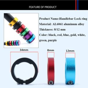 2 Pcs Aluminum Alloy Bike Grips Lock Rings, Colorful Bike Grips Fixing Rings Durable Handlebar End Lock Rings Cycling Accessories(8mm,Gold)