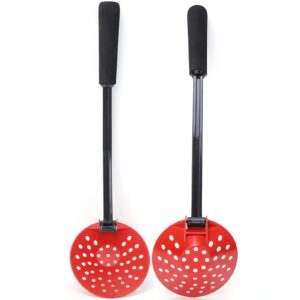 Leapiture 2Pcs Fishing Tackles Equipment Foldable Plastic Non Slip Winter Ice Fishing Scoop Red for Winter Outdoor Fishing Shovel Ice Tools,13.8x3.7In