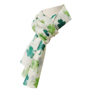 VANLINKER Green Shamrock Scarf St. Patrick's Day Scarf Irish Silk Scarf Set Four Leaf Clover Voile Scarves for Parade Festivals Travel Party