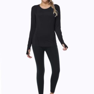 CADMUS Quick-Drying Running Long Sleeve Shirt for Women Workout Shirts,Black,Small