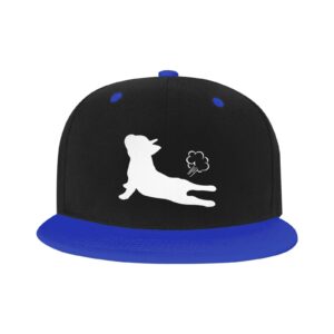 adjustable snapback hat for men women, french bulldogs yoga unisex hip hop baseball cap trucker dad hats blue