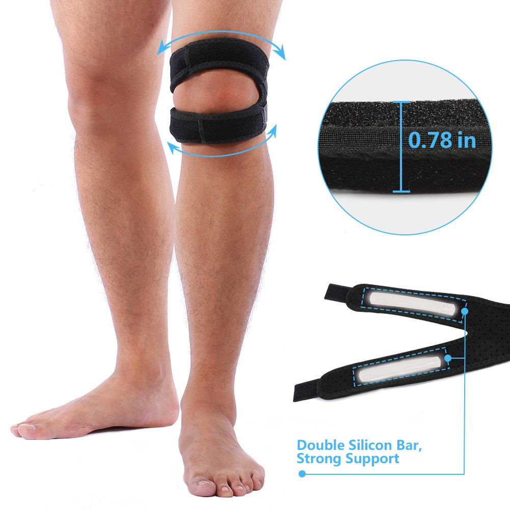 Patellar Tendon Support Strap for Men & Women, Knee Pain Relief Adjustable Neoprene Knee Strap for Running, Arthritis, Jumper, Tennis Injury Recovery