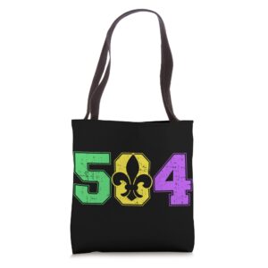 mardi gras new orleans 504 louisiana tote bag