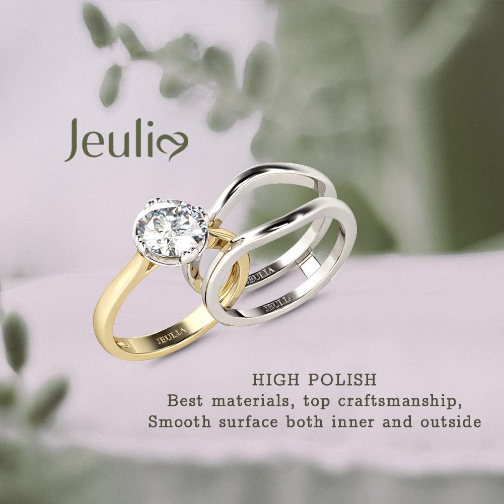 Jeulia 3.5 Carat Round Cut Enhancer Ring for Women 925 Sterling Silver Engagement Ring Set 14K Gold Plated Wedding Band Ring Cubic Zirconia Eternity Ring Anniversary Promise Romantic Jewelry Gift (9.5)