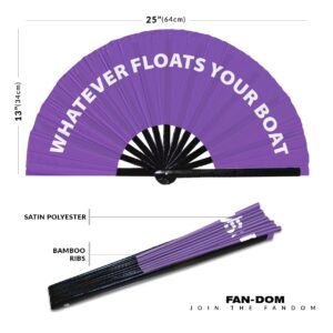 Whatever Floats Your Boat hand fan foldable bamboo circuit hand fan funny gag slang words expressions statement gifts Festival accessories Rave handheld Circuit event fan Clack fans (Purple)