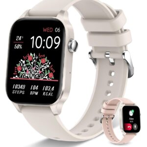 Smart Watch for Women with Bluetooth Call, 1.85 Touch Screen Fitness Tracker with Sleep Monitor Pedometer DIY Dial 20 Sport Modes Smartwatch for Android iOS