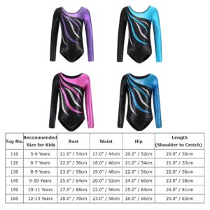 AFAVOM Leotard for Girls Gymnastics, Long Sleeve Leotards for Girls Shiny Sparkle Diamond Gymnastics Unitards Toddler Ballet Dance Leotard Athletic Dancewear Ballerina Costume Hot Pink 6-7 Years