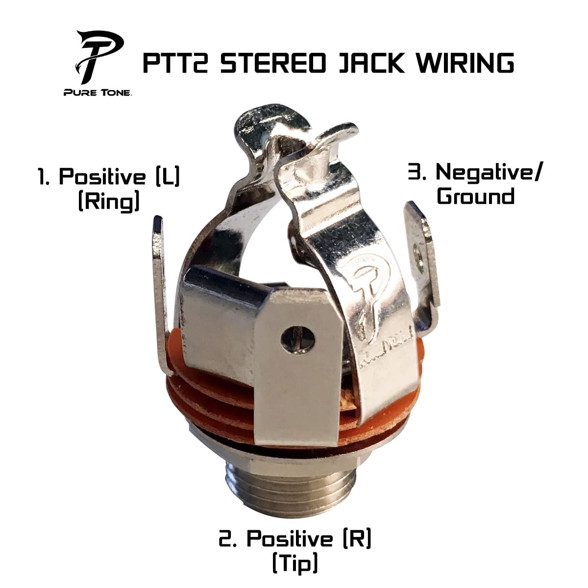 Pure Tone Multi-Contact 1/4 inch Stereo Output Jack | Black Nickel | Dual Tension Grounds & Dual Positive Tips for Optimal Signal, Tone & Lowest Possible Noise