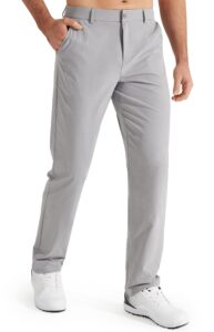 libin mens golf pants stretch work dress pants 30" quick dry lightweight business casual pants for men comfy water resistant, light grey, 40w x 30l