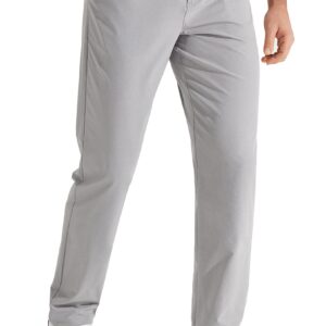 Libin Mens Golf Pants Stretch Work Dress Pants 30" Quick Dry Lightweight Business Casual Pants for Men Comfy Water Resistant, Light Grey, 40W x 30L