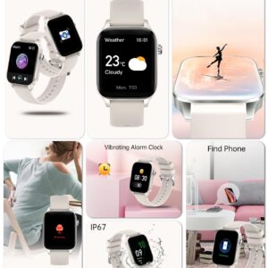 Smart Watch for Women with Bluetooth Call, 1.85 Touch Screen Fitness Tracker with Sleep Monitor Pedometer DIY Dial 20 Sport Modes Smartwatch for Android iOS