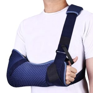 willcom arm sling for shoulder injury with waist strap - immobilizer brace support for sleeping, rotator cuff surgery (comfort version, right, large, 40-51 inch)