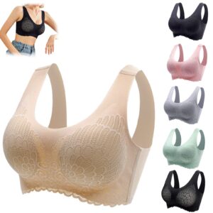 terminaten bombshell push up comfort bra,deep cup bra,shock-proof latex pad lace sports yoga running bra (skin color, m)