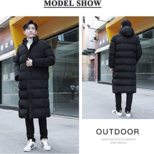 HMLOPX Men Women Down Long Quilted Coat, Puffer Jacket Windproof Quilted Down Parkas with Hood (Color : black, Size : S-Small)