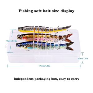 Fishing Lures for Bass Trout Multi Jointed Swimbaits Pencil Fishing Lures with Two Blast Hooks Bass Lures Fishing 3 Kit Freshwater or Saltwater Fishing Tackle (Three-Color Suit-A, 5.3inch)