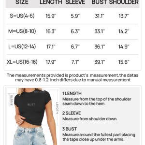 TECREW Women Cute Short Sleeve Round Neck Stretchy Athletic Gym T Shirts Crop Tops Tees, Grey, Medium