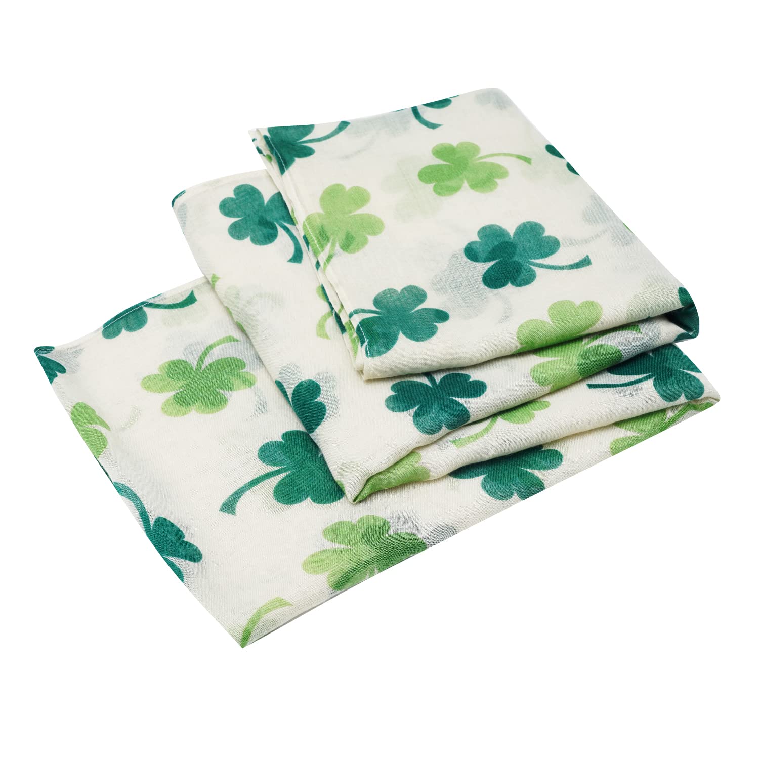 VANLINKER Green Shamrock Scarf St. Patrick's Day Scarf Irish Silk Scarf Set Four Leaf Clover Voile Scarves for Parade Festivals Travel Party