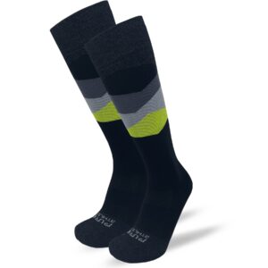 pure athlete eco friendly winter ski socks - sustainable cold weather hiking snowboard socks (l, 2 pairs - black/grey/neon green)