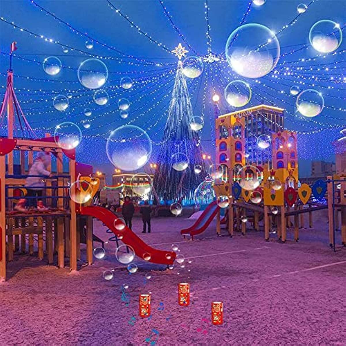 2024 New Fireworks Bubble Machine Toys,Automatic Bubble Machine for Kids, Electric Bubble Maker Toys with Light & Music Party Atmosphere Maker,for Indoor Outdoor Birthday Party (20 Holes Circular)