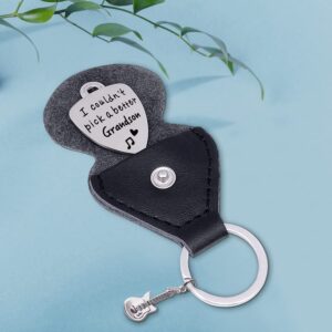 LRUIOMVE Gifts for Grandson Funny Stainless Steel Guitar Picks with Cowhide Leather Case - I Couldn't Pick a Better Grandson, for Grandson Musician Guitar Player Family Birthday Christmas Gift