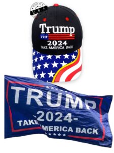 made in usa trump 2024 hat baseball cap - take america flag 3 * 5 ft - maga adjustable trucker cap for men women - made in usa black