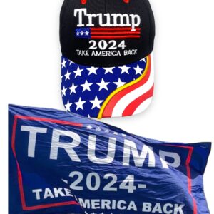 Made in USA Trump 2024 Hat Baseball Cap - Take America Flag 3 * 5 FT - MAGA Adjustable Trucker Cap for Men Women - Made in USA Black