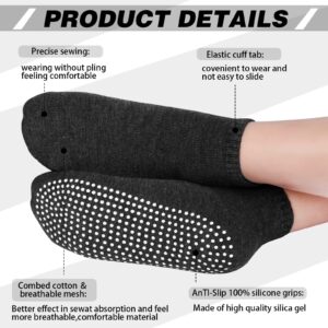 Didaey 18 Pairs Non Slip Socks for Man Woman Athletic Anti Skid Hospital Socks Bulk Socks Low Cut No Show Sock for Pilates(9 x 3 Inches,Dark Color)