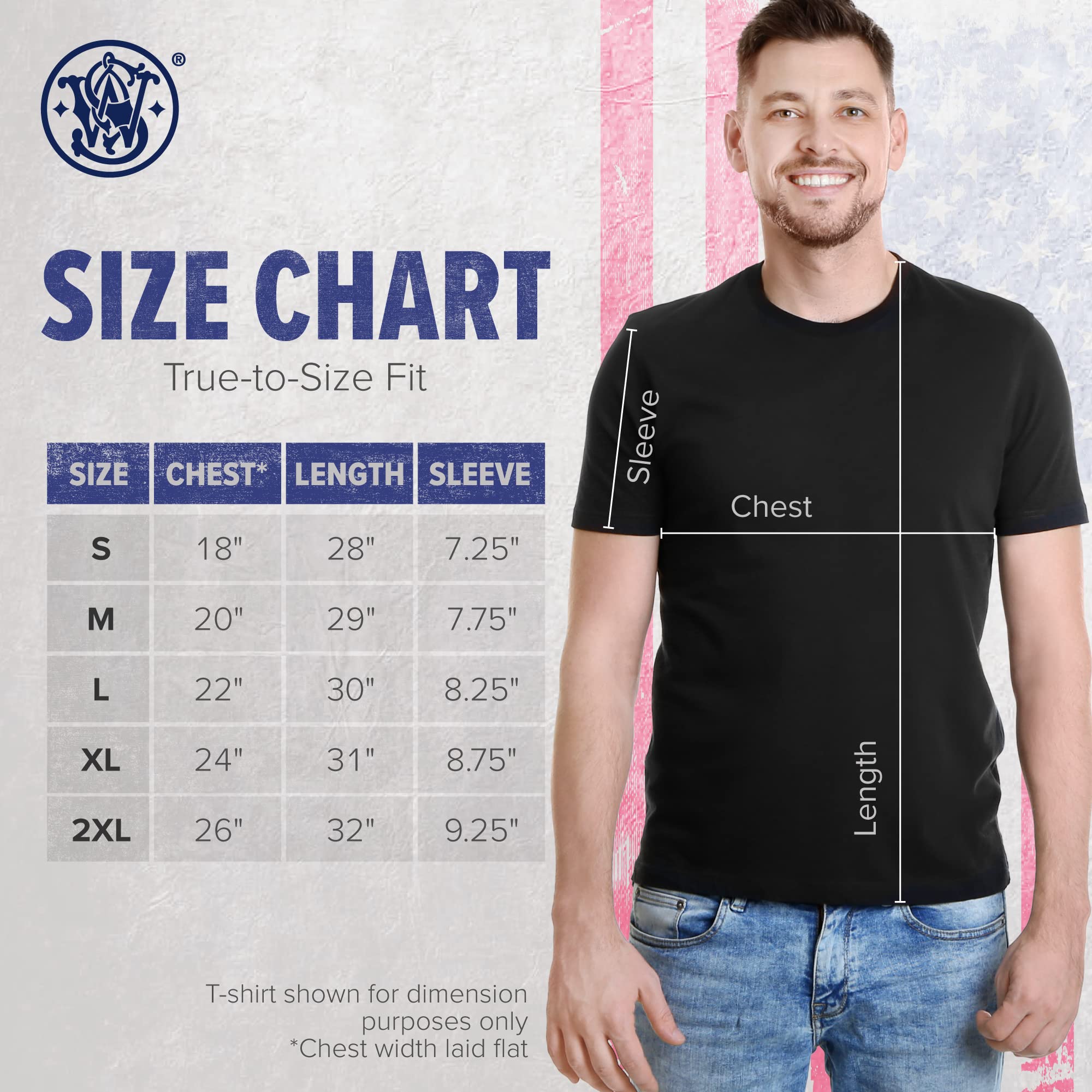 Smith & Wesson Officially Licensed Men's Short Sleeve Crewneck T-Shirt, Classic Graphic S&W Logo Tee (US, Alpha, Medium, Regular, Regular, Multi)