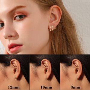 LOLIAS Small Flat Back Earrings Hypoallergenic Surgical Steel Earrings 14K Gold Plated Stainless Steel Stud Earrings for Women Men Tiny Stud Hoop Cartilage Earring