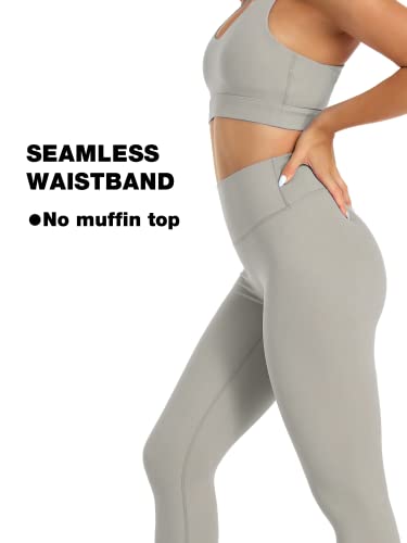 NEPOAGYM High Waisted Leggings for Women No Front Seam,Lightweight Yoga Leggings Buttery Soft 25 Inch 7/8 Length(Taupe,M)