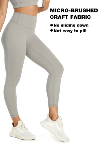 NEPOAGYM High Waisted Leggings for Women No Front Seam,Lightweight Yoga Leggings Buttery Soft 25 Inch 7/8 Length(Taupe,M)