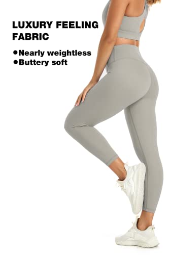 NEPOAGYM High Waisted Leggings for Women No Front Seam,Lightweight Yoga Leggings Buttery Soft 25 Inch 7/8 Length(Taupe,M)