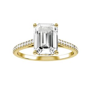 facets jewels 2.50 tcw emerald cut moissanite rings for women in 14k yellow gold diamond engagement wedding ring - 14k solid yellow gold size 7