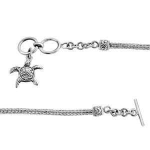 SHOP LC DELIVERING JOY BALI LEGACY 925 Sterling Silver Turtle Charm Tulang Naga Bracelet for Women Jewelry Gifts Size 7.5" 8.20 Grams Birthday Gifts