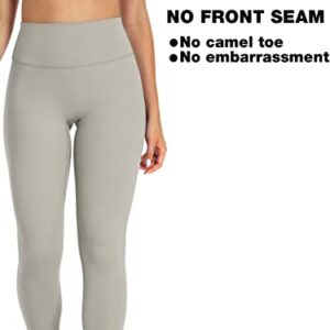 NEPOAGYM High Waisted Leggings for Women No Front Seam,Lightweight Yoga Leggings Buttery Soft 25 Inch 7/8 Length(Taupe,M)