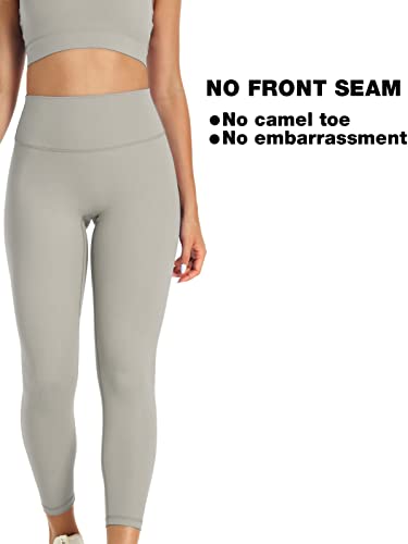 NEPOAGYM High Waisted Leggings for Women No Front Seam,Lightweight Yoga Leggings Buttery Soft 25 Inch 7/8 Length(Taupe,M)