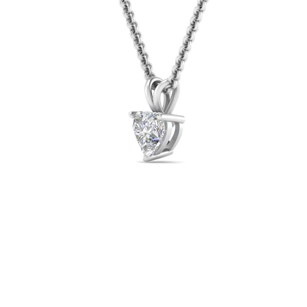 1 Carat LAB GROWN Heart Shaped Diamond Solitaire Pendant IGI Certified 14K White Gold 3 Prong Diamond Pendant Necklace For Women Very Good Cut Lab Created Diamond Necklace (G-H, SI1-SI2, 1 c.t.w)